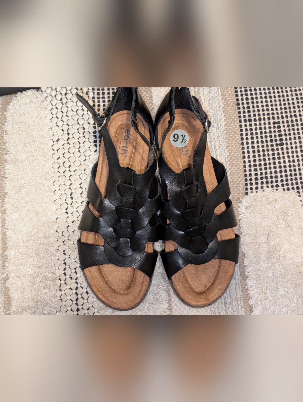 Earth Black Braided Slingback Sandals - Picture 2 of 5